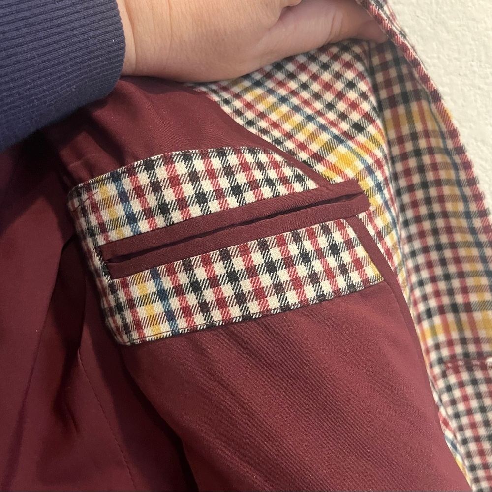 1901 Women’s rusty autumn colored plaid blazer size 10 fun blue under collar - Picture 13 of 14